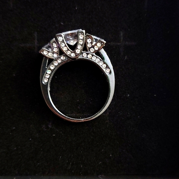 Wow! 6 Carat Grandiose CZ Black Ion Ring Set Sz 8 - Picture 5 of 6